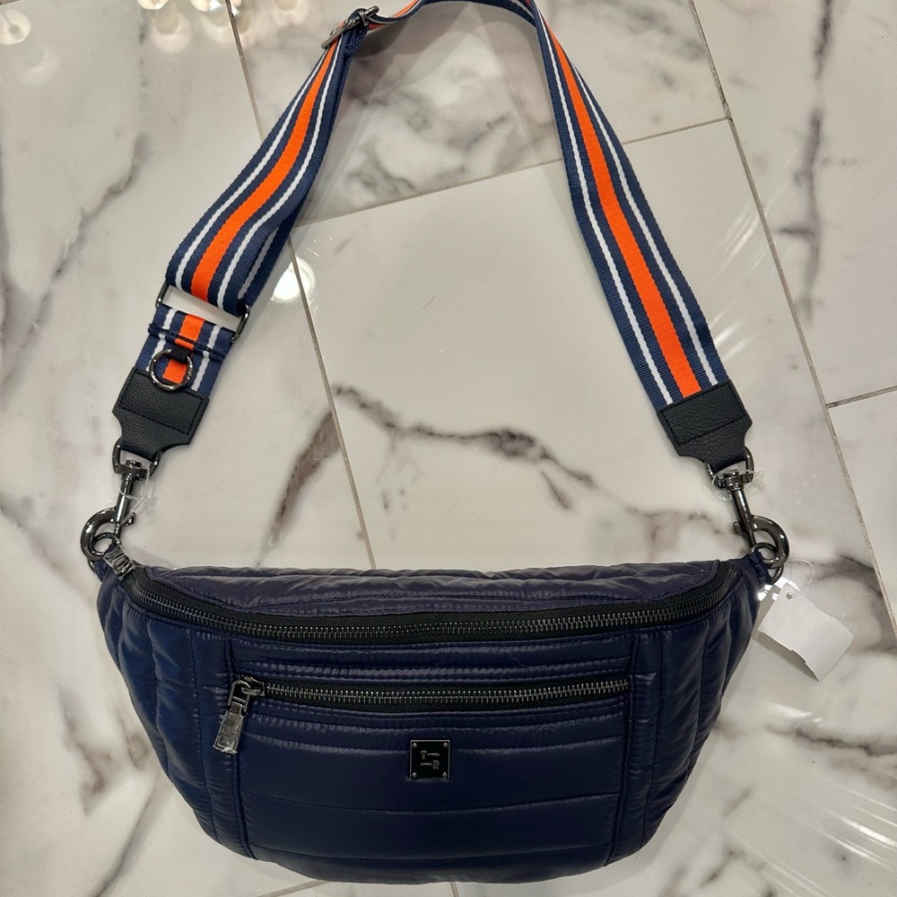 THINK ROYLN Navy and Orange Crossbody Bag